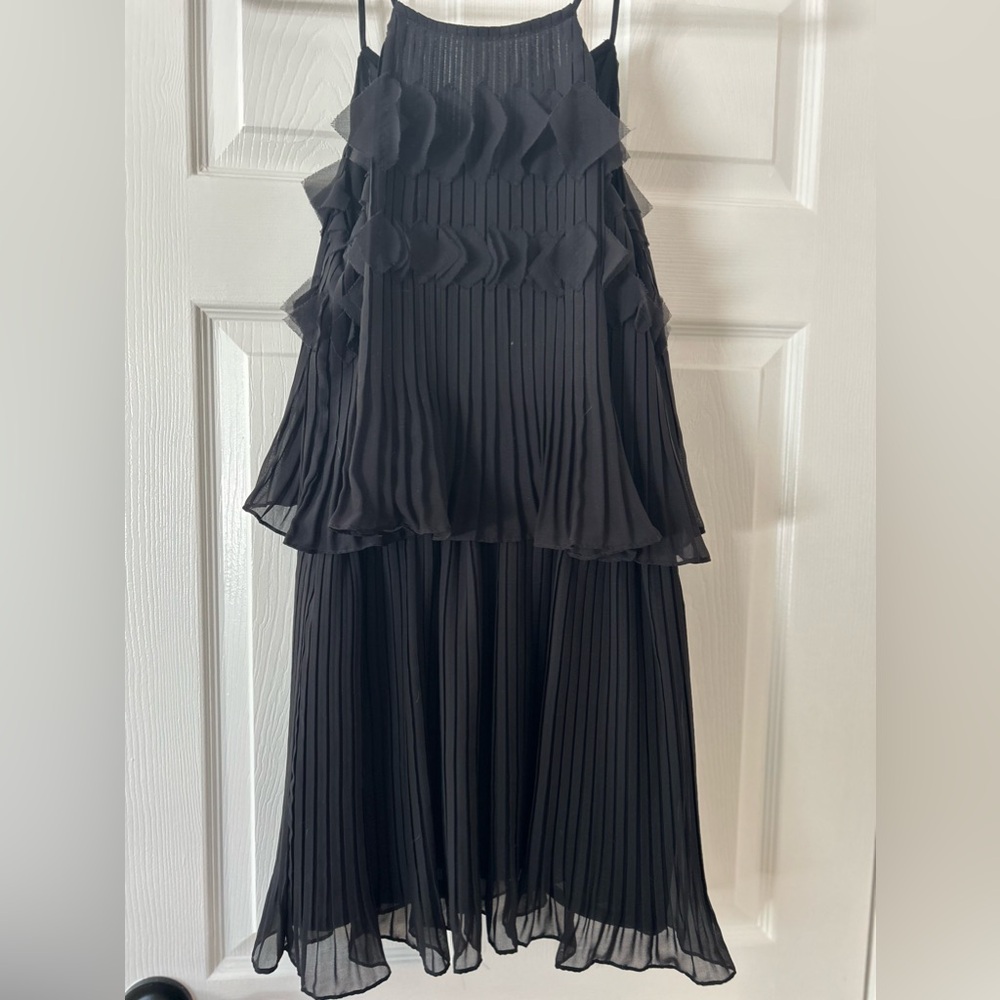 Ramy Brook- black, tiered, ruffle mini dress